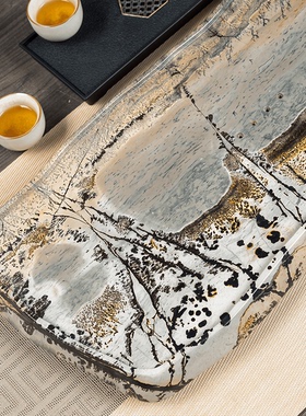 【天然国画石随形茶盘】高端轻奢纹理天成 茶室雅器 送礼收藏佳选