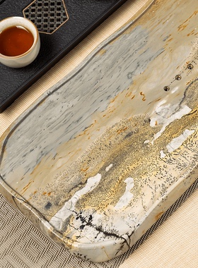 【天然国画石随形茶盘】高端轻奢纹理天成 茶室雅器 送礼收藏佳选