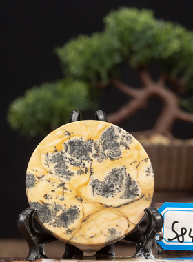 国画石杯垫中式无漆无蜡圆片奇石