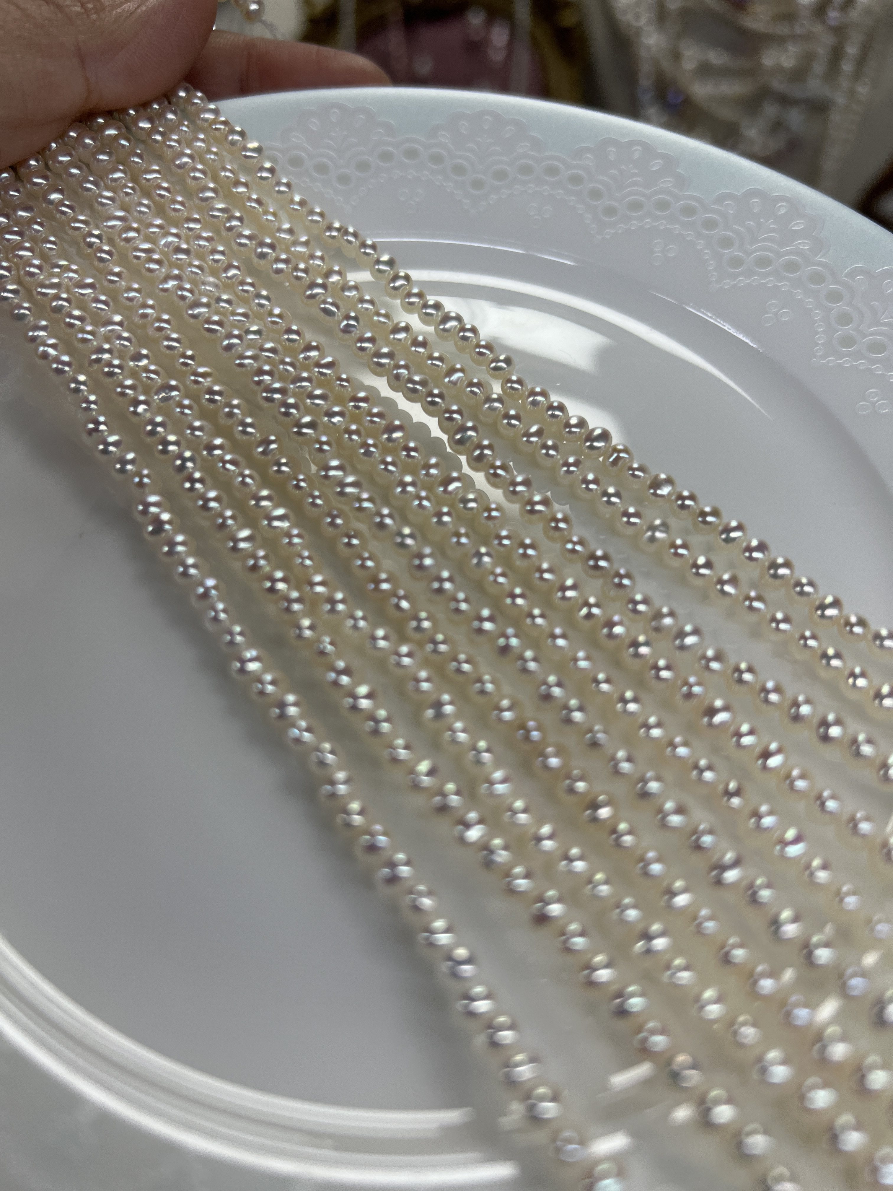 天然珍珠项链钻石光无暇2-3小米珠极光项链锁骨链无核精品稀有品,淘宝优惠券,粉丝福利购,淘宝优惠卷