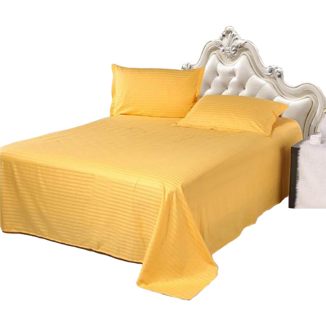 Yellow cotton Nantong bed sheet pure cotton solid stripes