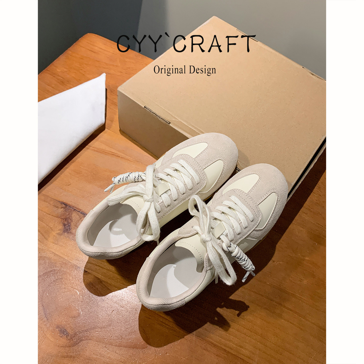 牛皮~内增高棕色德训鞋女2025新款百搭休闲运动阿甘鞋平底板鞋女,淘宝优惠券,粉丝福利购,淘宝优惠卷