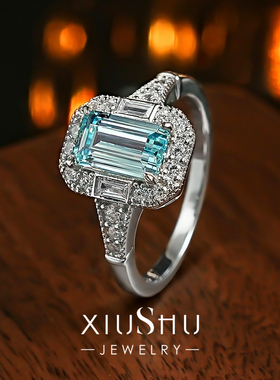 925银镶嵌海蓝宝色戒指