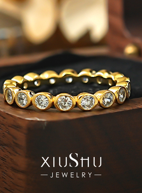 泡泡925银轻奢满钻排钻戒指