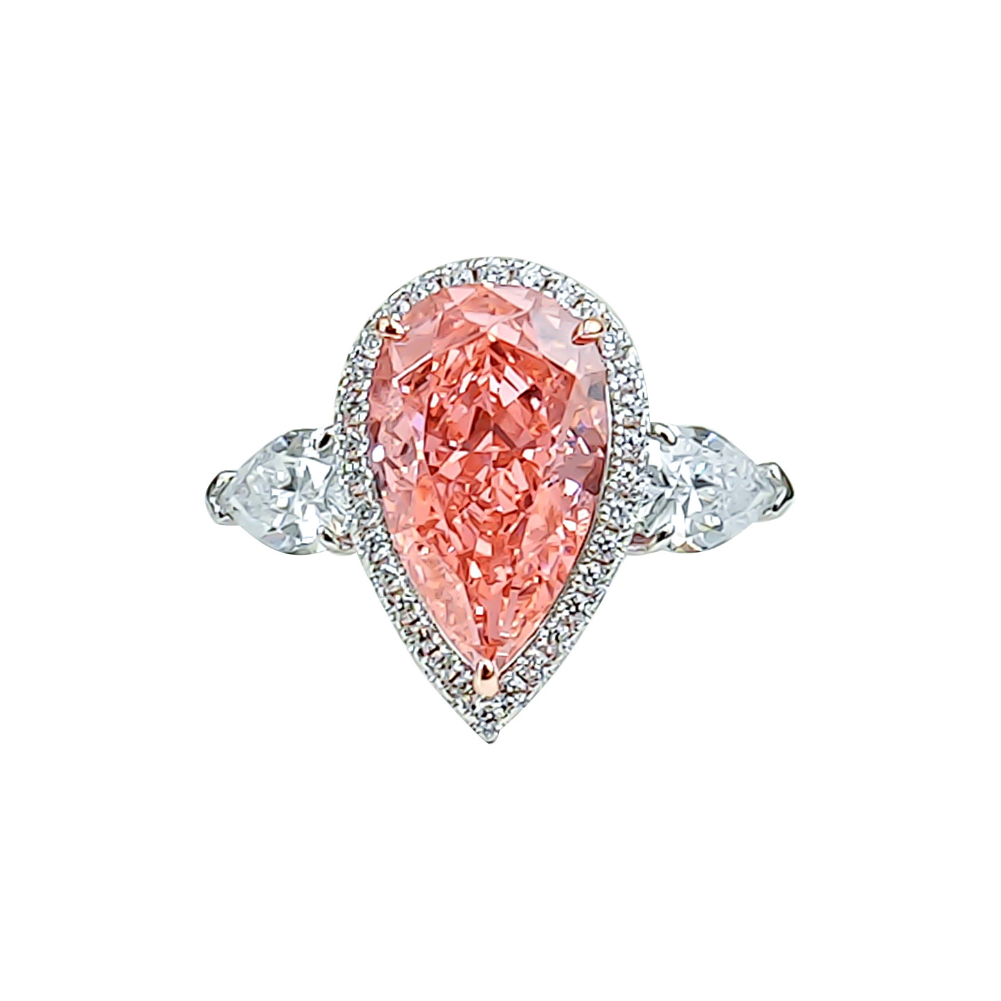 Gentle padparadscha pink and orange 925 silver ring