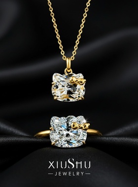 Kitty猫咪蝴蝶结925纯银锁骨项链