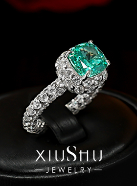 全圈满钻帕拉伊巴色925银戒指