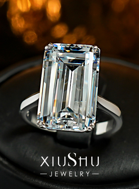 12ct长方大冰糖极简风戒指