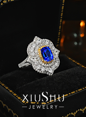 2c蓝小妖培育尖晶石925银戒指