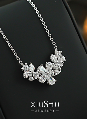 轻奢花朵925银百搭小众吊坠