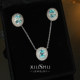 <Crystal Blue Danube>Aquamarine 925 silver earrings, small fresh jewelry set, versatile for daily commuting