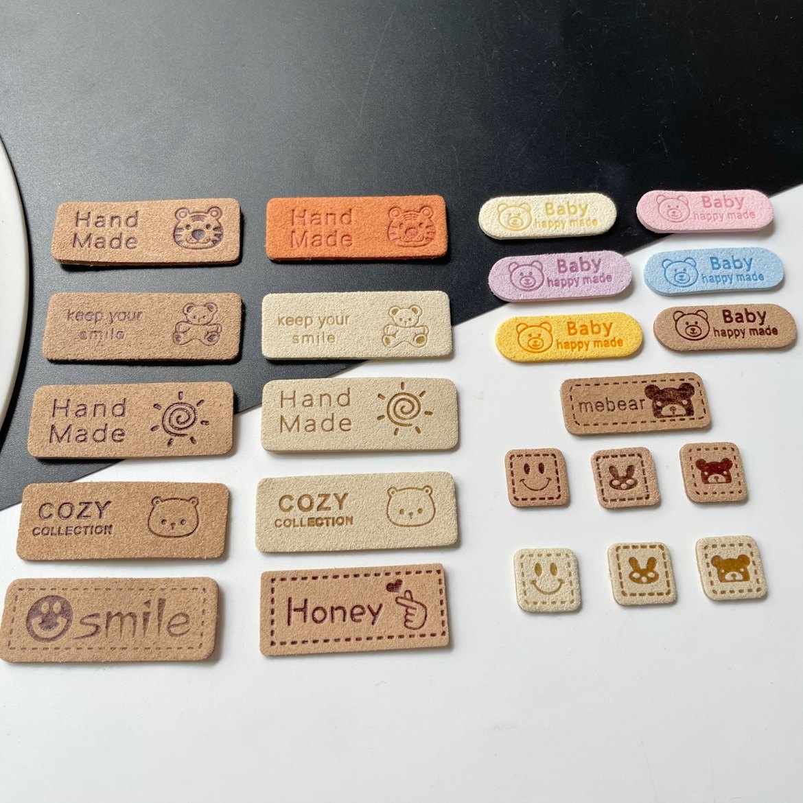 手工DIY毛线玩偶包包装饰皮标压花笑脸兔子图案皮革服装鞋包织唛,淘宝优惠券,粉丝福利购,淘宝优惠卷