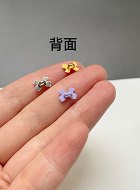 8mm迷你蝴蝶结纽扣脚扣金属从彩色装饰小蝴蝶结小纽扣饰品