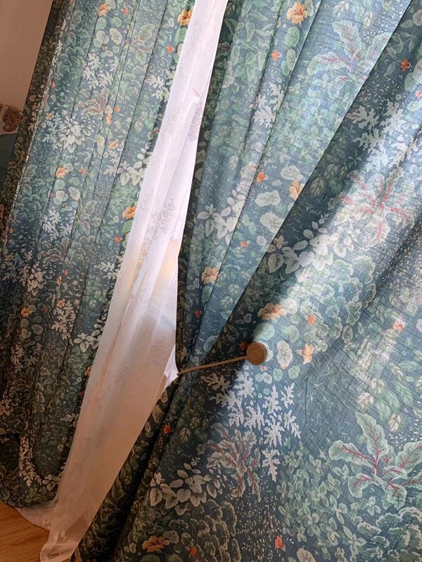 茜茜李中式古典卧室遮光窗帘宫廷棉麻成品东方美学花鸟布帘查泰莱,淘宝优惠券,粉丝福利购,淘宝优惠卷