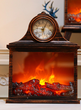 圣诞节氛围装饰壁炉风灯橱窗摆件