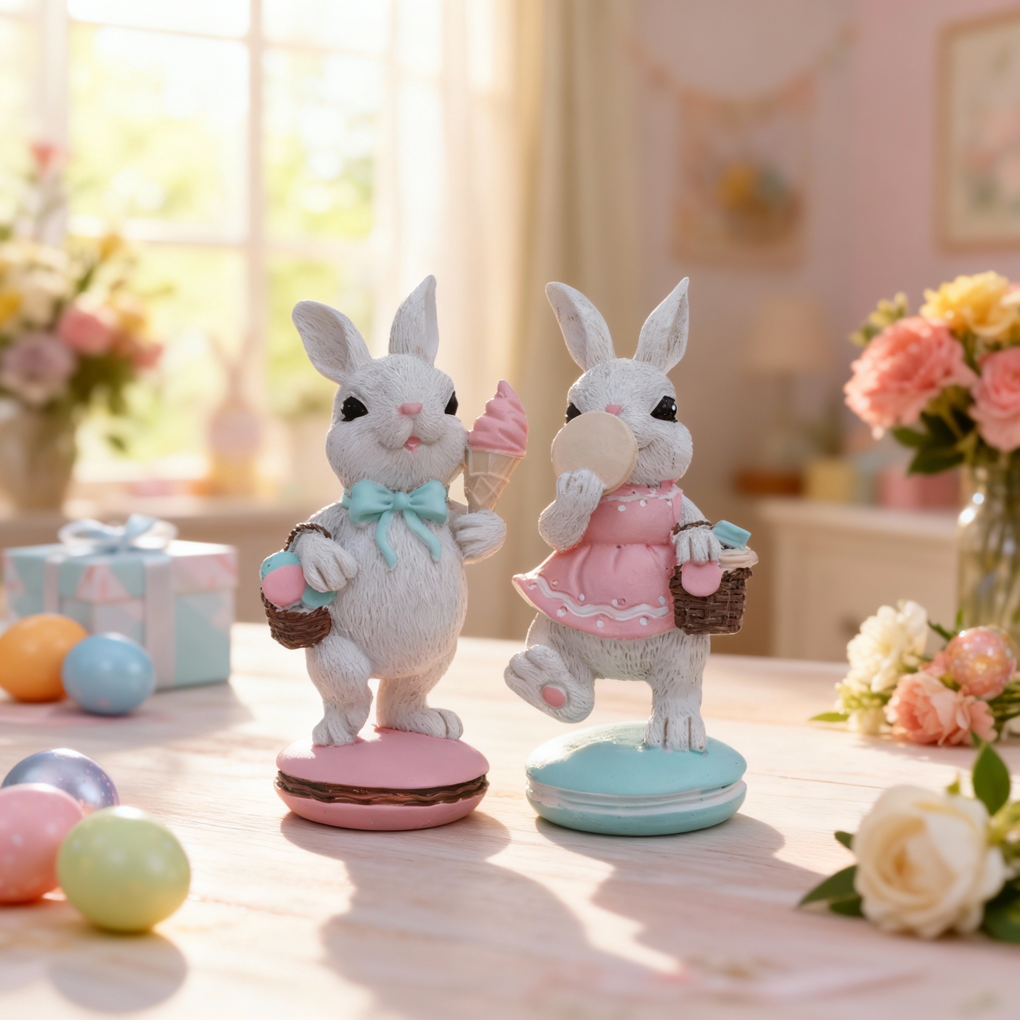 跨境新款热销树脂装饰马卡龙蛋糕兔子树脂摆件居家橱窗办公室摆件,淘宝优惠券,粉丝福利购,淘宝优惠卷