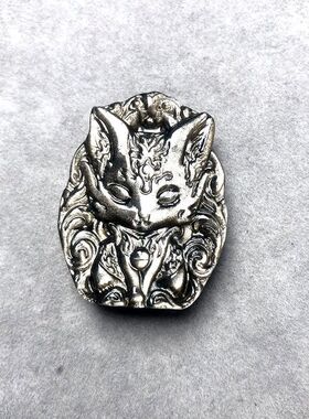 天然银曜石狐狸吊坠批发男女款时尚轻奢白水晶花苞九尾项链饰品