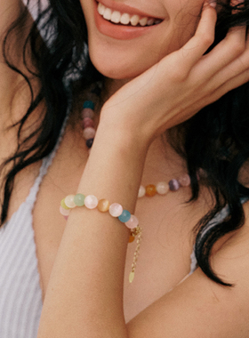 A Ray of Sunlight 自由岛屿海豚系列彩色猫眼石串珠项链手链