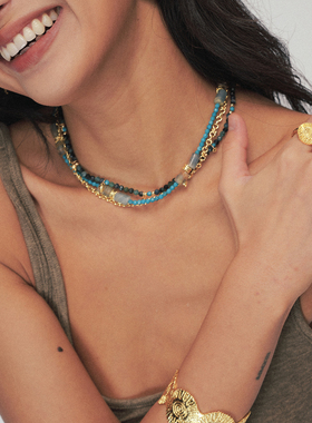 A Ray of Sunlight 25秋冬埃及系列沙漠绿洲蓝碧玺松石串珠项链