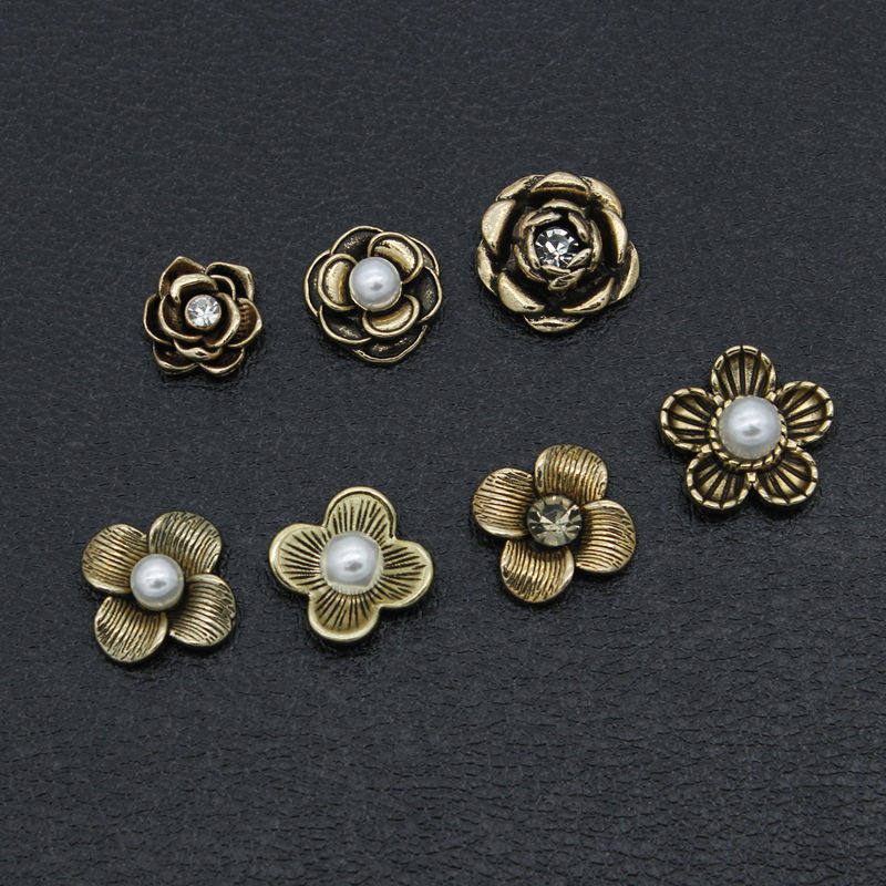 Diy jewelry accessories alloy flowers retro diamond imitation pearl accessories patches homemade ear hair accessories clothing accessories