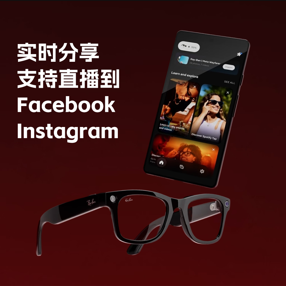 RayBan雷朋智能眼镜Meta Wayfarer太阳镜视频拍摄语音控制墨镜 - 图2