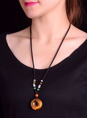 宣化战国红玛瑙平安扣吊坠