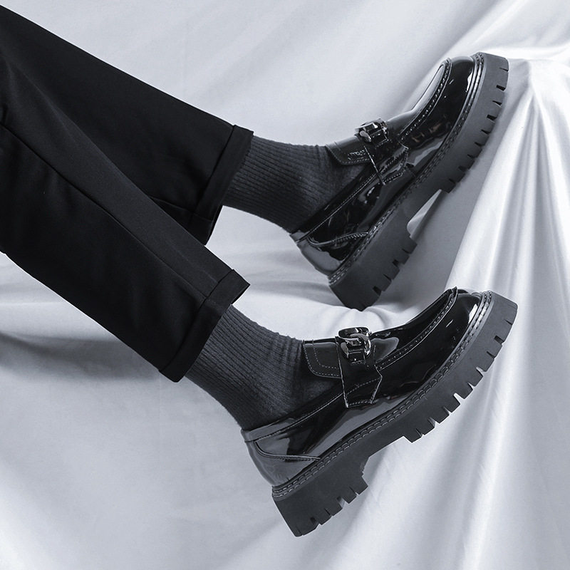 漆皮皮鞋四季无鞋带一脚蹬亮面抛光厚底豆豆鞋男士高级感乐福鞋潮,淘宝优惠券,粉丝福利购,淘宝优惠卷