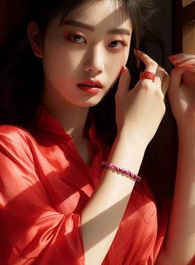 万山天然原矿原石朱砂手串鸡血石本命年手链护身符高含量圆珠子