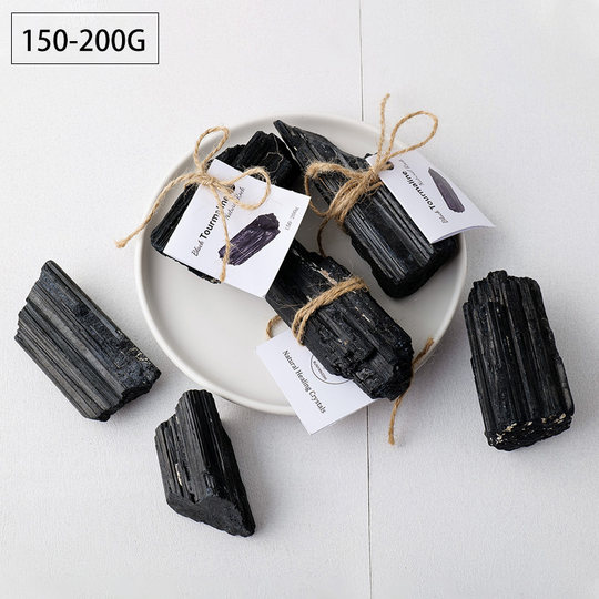 天然水晶原石黑碧玺矿石摆件装饰北欧风格原矿教学标本裸石净化