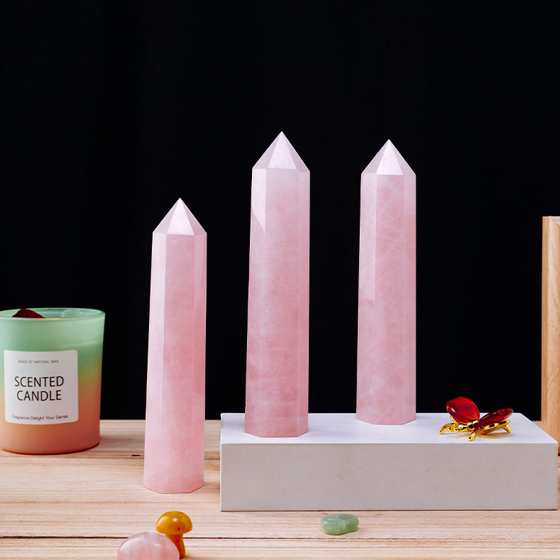 天然马达加斯加粉水晶柱原石六棱柱消磁家居装饰桌面装饰品吉祥礼,淘宝优惠券,粉丝福利购,淘宝优惠卷