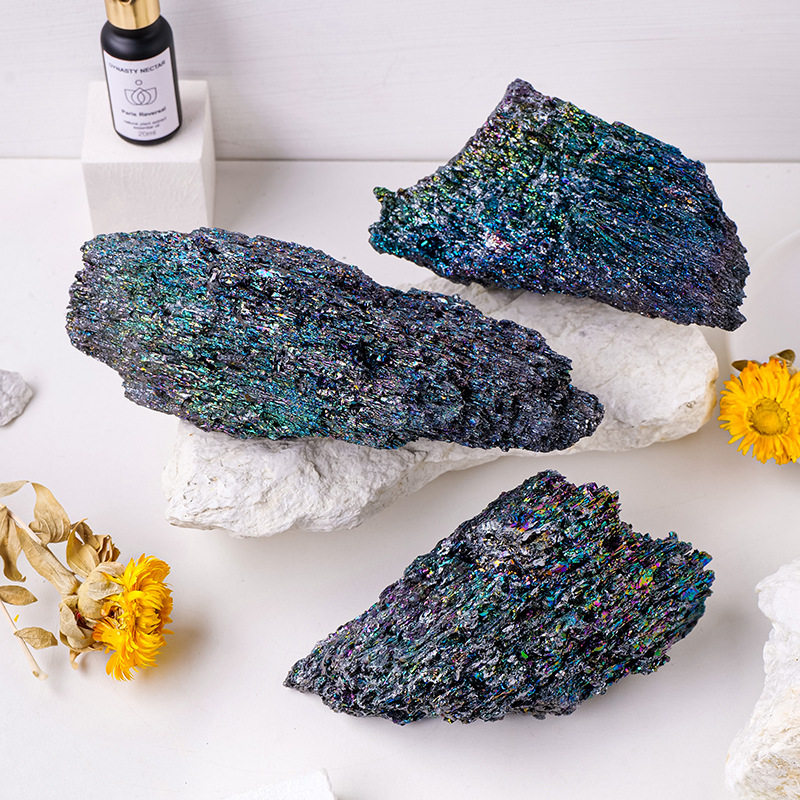 天然水晶七彩矿石原石碳化硅矿石标本花盆鱼缸造景装饰摆件七彩石,淘宝优惠券,粉丝福利购,淘宝优惠卷