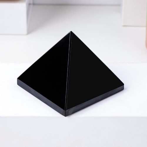 天然水晶原石矿石黑曜石金字塔摆件黑色水晶塔工艺品家居办公摆设 - 图2