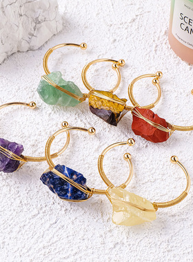 原石缠丝手镯开口手环手工绕线