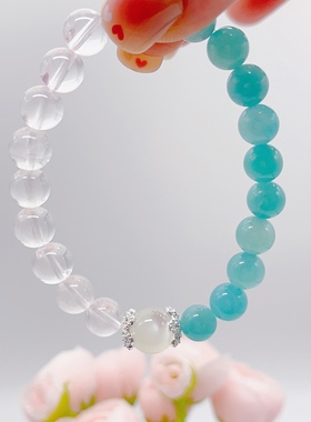 天然天河石墨粉水晶白月光石手串手链设计女小众礼物勇气之石夏日