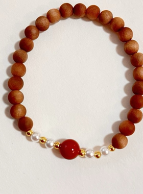 原创设计老山檀南红手工气质礼物