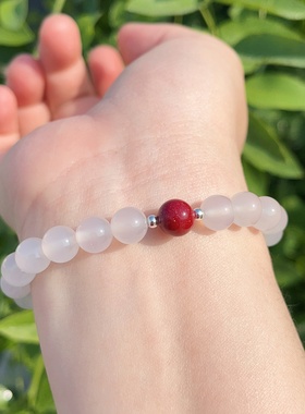 天然白玛瑙朱砂手串手链
