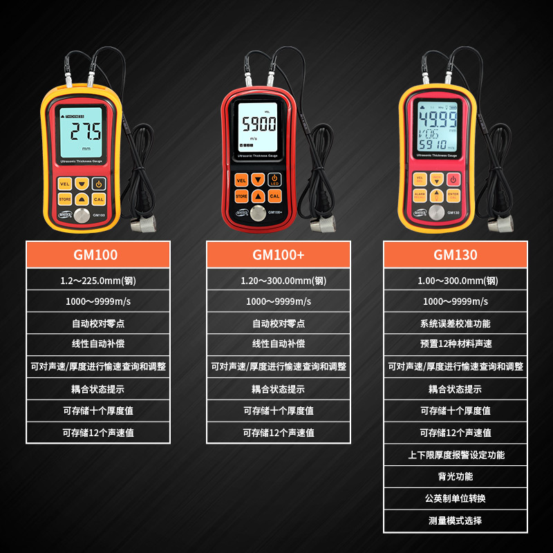 标智GM100超声波测厚仪玻璃塑料金属钢板测厚仪数显厚度测量仪 - 图2