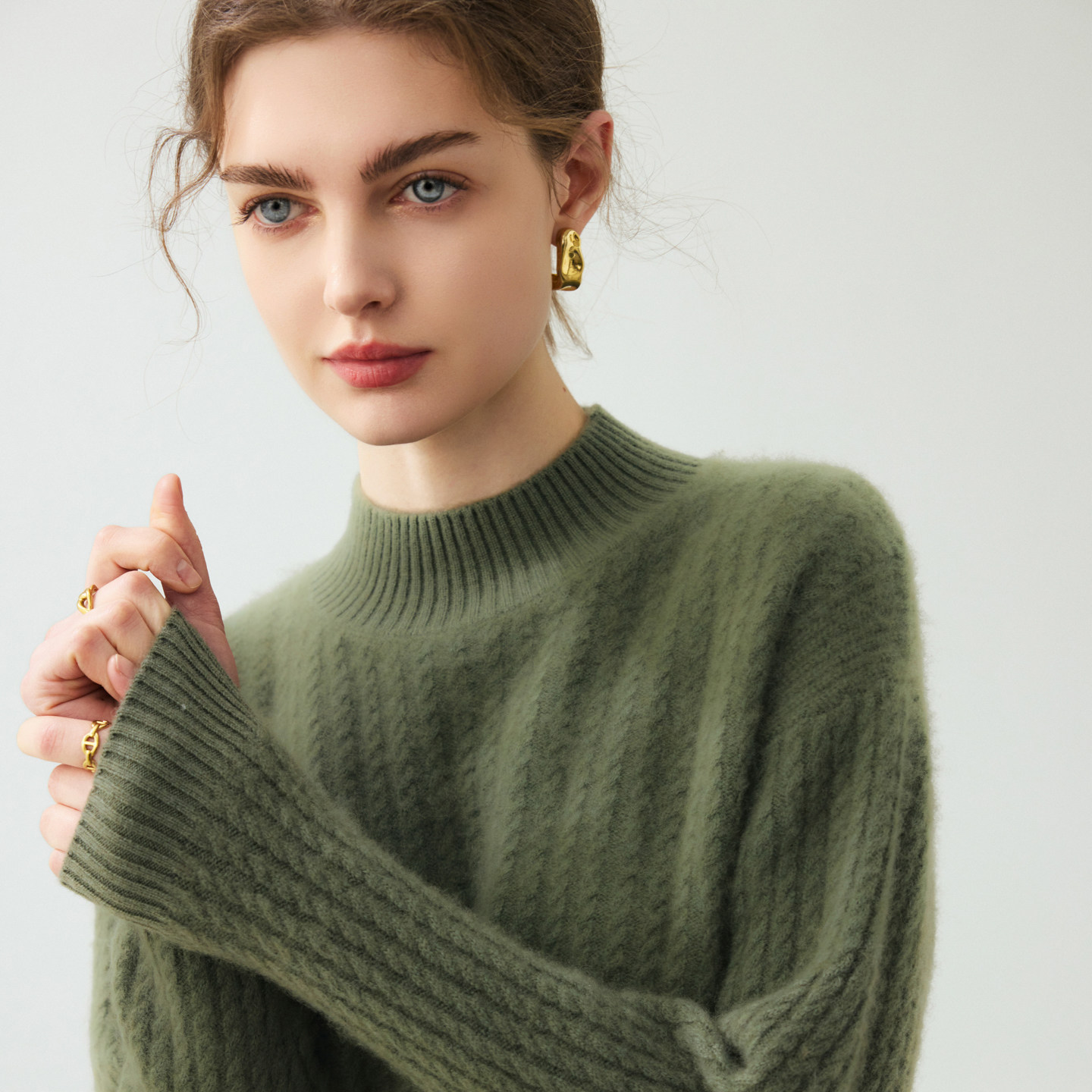 重工双股加厚baby山羊绒针织衫女士半高领扭花内搭打底衫软糯亲肤,淘宝优惠券,粉丝福利购,淘宝优惠卷