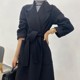 羊范黑色中长款双面羊毛大衣女2024年新款宽松加厚秋冬毛呢外套女