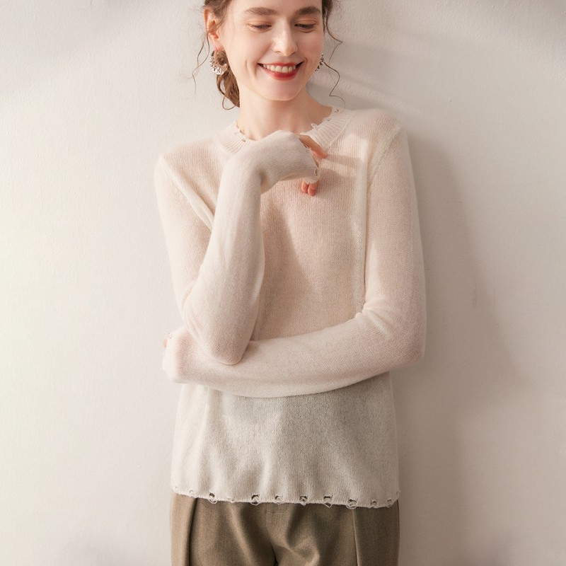 羊范柔柔暖意~秋冬山羊绒针织毛衣女士破洞半高领套头打底衫长袖,淘宝优惠券,粉丝福利购,淘宝优惠卷