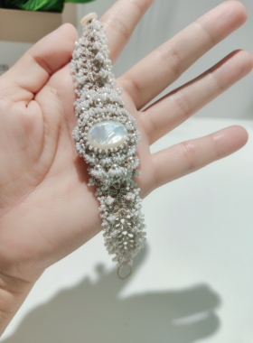 梭编蕾丝手链 纯手工定制 进口米珠 白蝶贝黑蝶贝 仙女风轻奢宴会