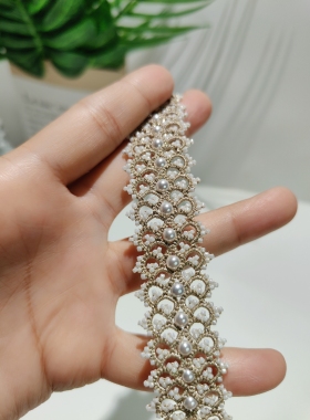 梭编蕾丝手链仙女风珍珍款进口米珠轻奢定制宴会爆款双排人鱼姬