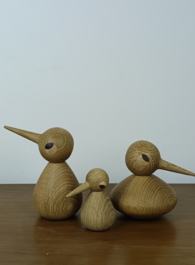 丹麦设计实木尖嘴鸟摆件礼品