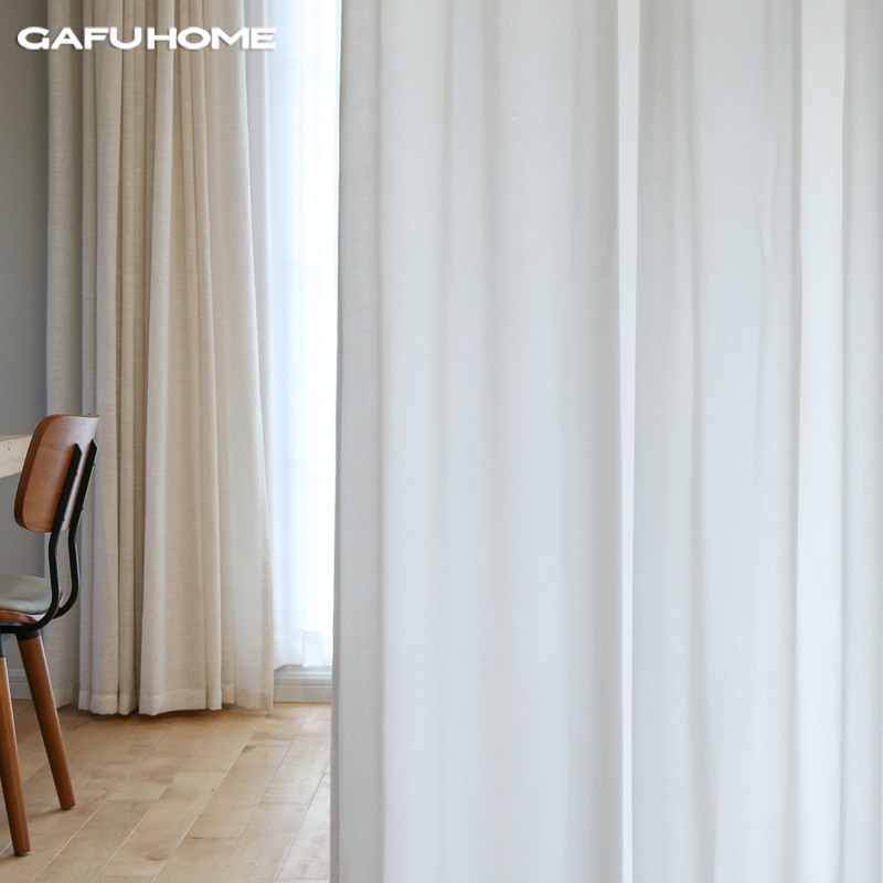 GAFUHOME纱帘透光不透人窗纱卧室客厅现代简约美式天丝绒白纱窗帘