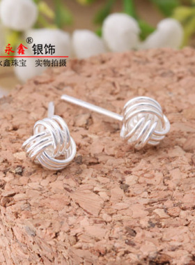 防过敏永鑫999纯银简约女耳饰潮