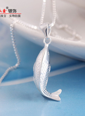 纯银吊坠锦鲤招财气质百搭短款