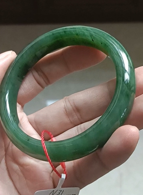 商场撤柜-天然和田玉碧玉手镯 无纹裂 带国家官方证书保真品n31