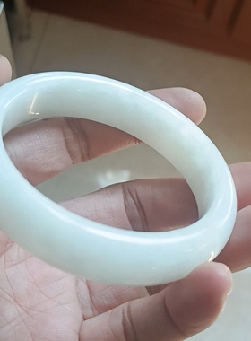 商场撤柜天然和田玉白玉手镯玉镯子 带官方鉴定证书保真品礼物n93