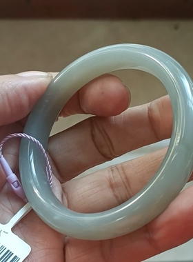 商场撤柜-天然和田玉冰灰晴手镯玉镯子 带国家官方证书保真品q5