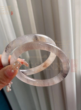 新疆金丝玉紫罗兰玉手镯女年轻款细大码紫色乌鸡古风叮当镯小圈